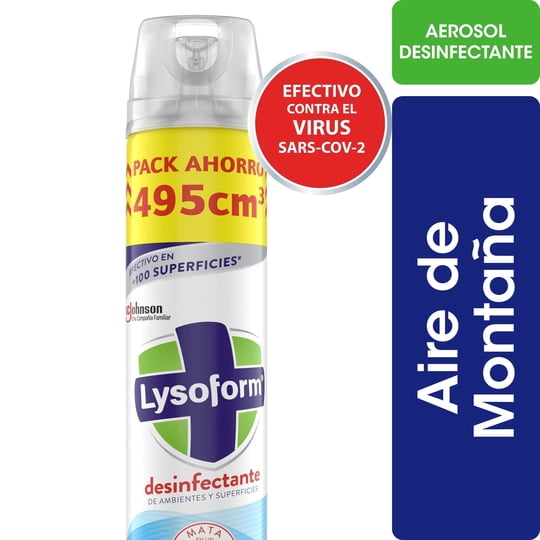 Desinfectante De Ambientes Y Superficies Aerosol Aire De Montaña Lata 495 ml Lysoform