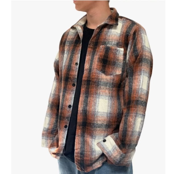 Camisa Algodon Leñadora Jaspeada A Cuadros Hombre Invierno 0035