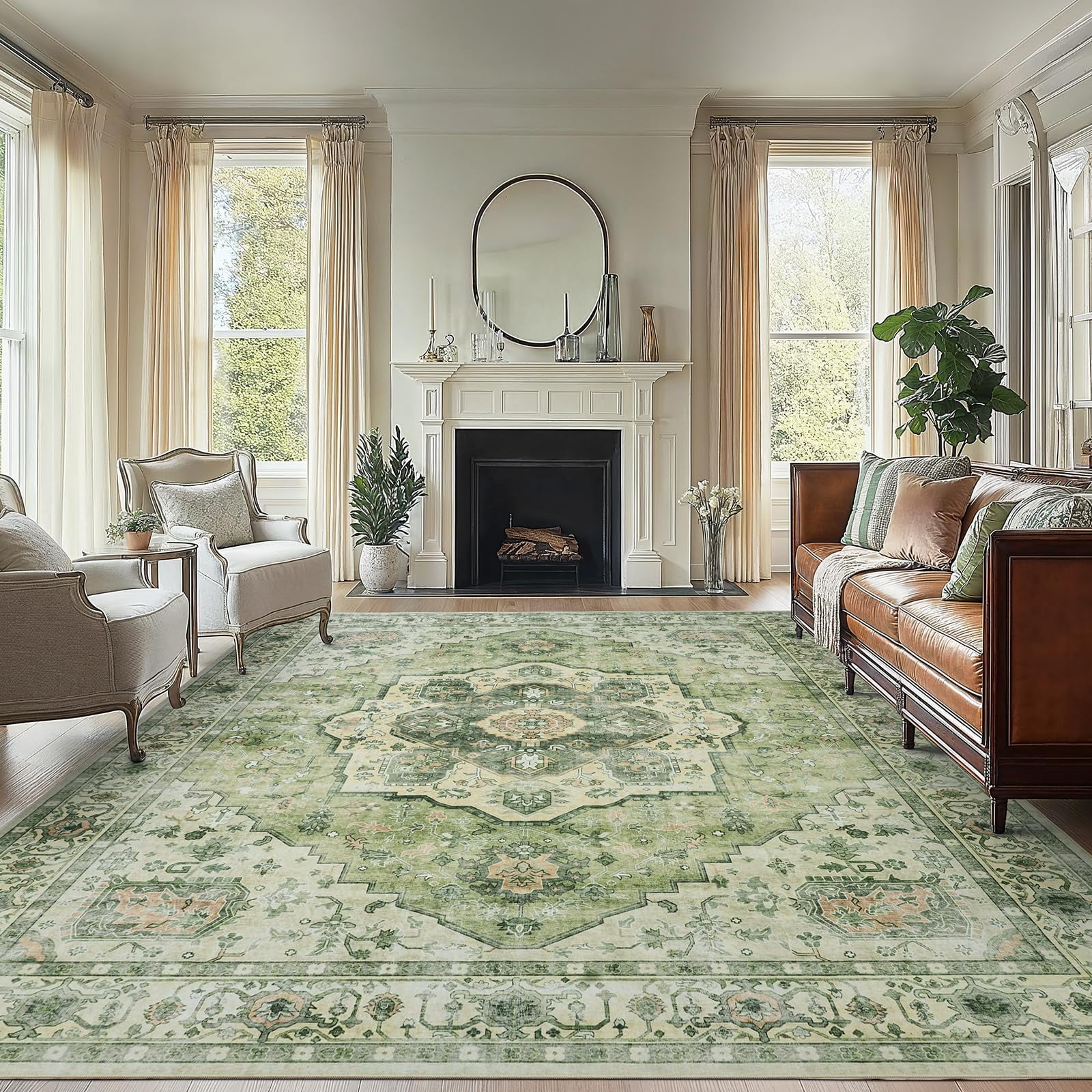 Alfombra De Área Amada Homefurnishing Verde Lavable 240x300 Cm