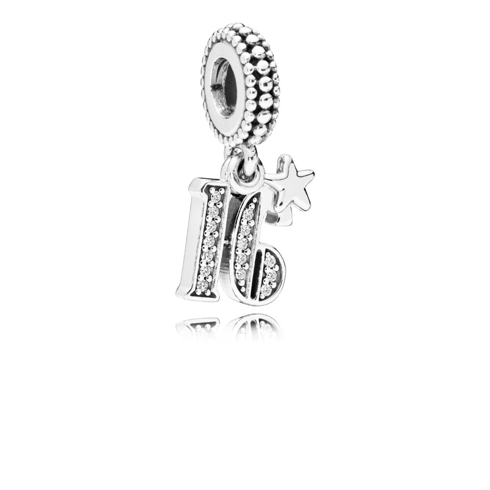 Dije Pandora Charm Celebración 16 Años Plata Con Circonia Cúbica Transparente Con Caja De Regalo