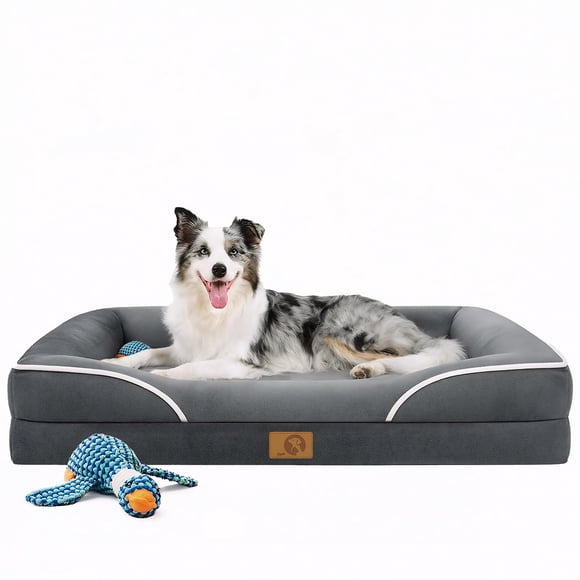 Cama ortopédica de espuma viscoelástica Homemate para perros, grande, gris oscuro