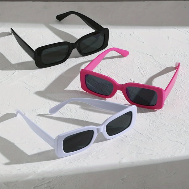 3pairs Y2K Rectangle Fashion Sunglasses For Women Men Hiphop Anti Glare Glasses For Travel Beach Party Club, UV400