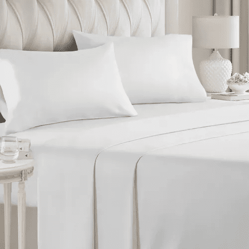 Genérico - Juego Sabana 180 Hilos Polycotton King Color Blanco