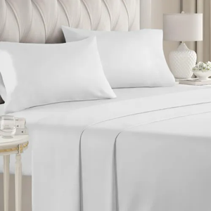 Genérico - Juego Sabana 180 Hilos Polycotton King Color Blanco