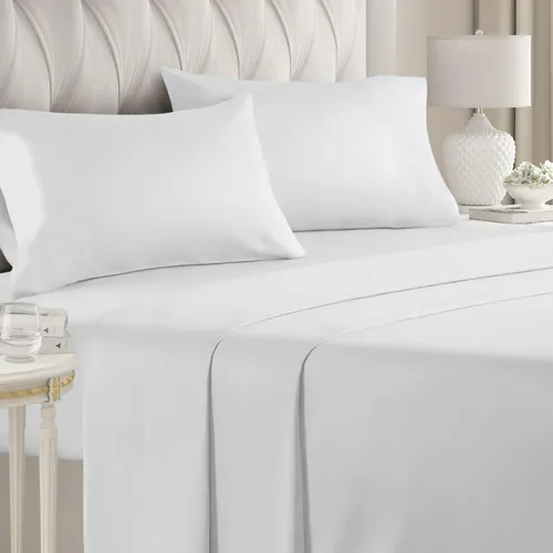 Genérico - Juego Sabana 180 Hilos Polycotton King Color Blanco