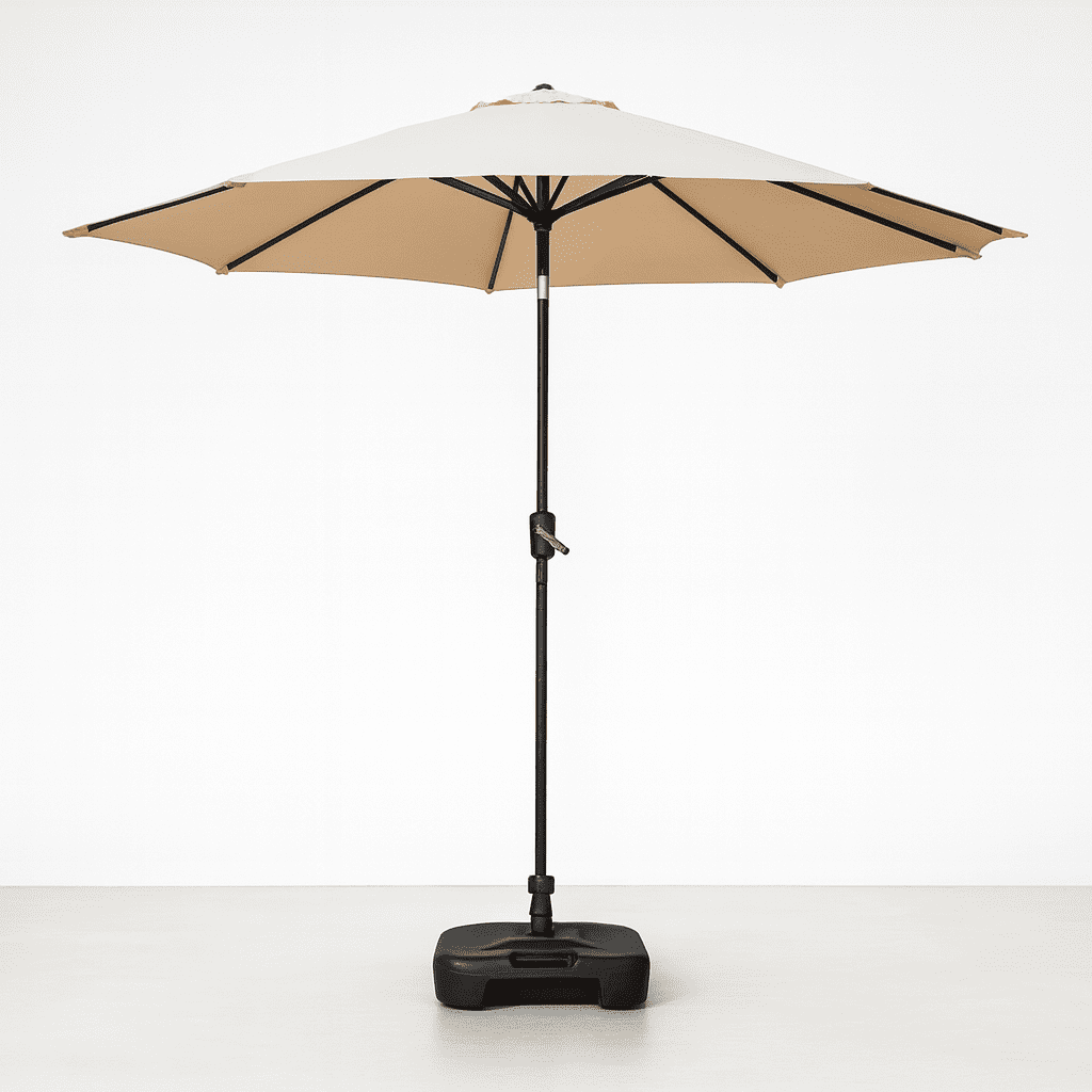 Javimate - Quitasol Terraza Recto 2,7 Mt Beige + Base 22 Litros