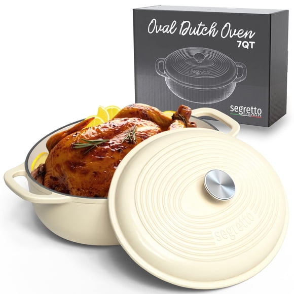 Olla Holandesa Segretto Cookware de Hierro Fundido Esmaltado 7L Blanca