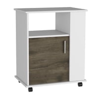 Fm Furniture - Mueble Microondas Con Ruedas 1 Puerta 73,6X60X40 Cm Blanco Y Café