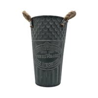 Fliperex - Macetero Balde Metalico Decorativo Vintage Desgastado Verd S