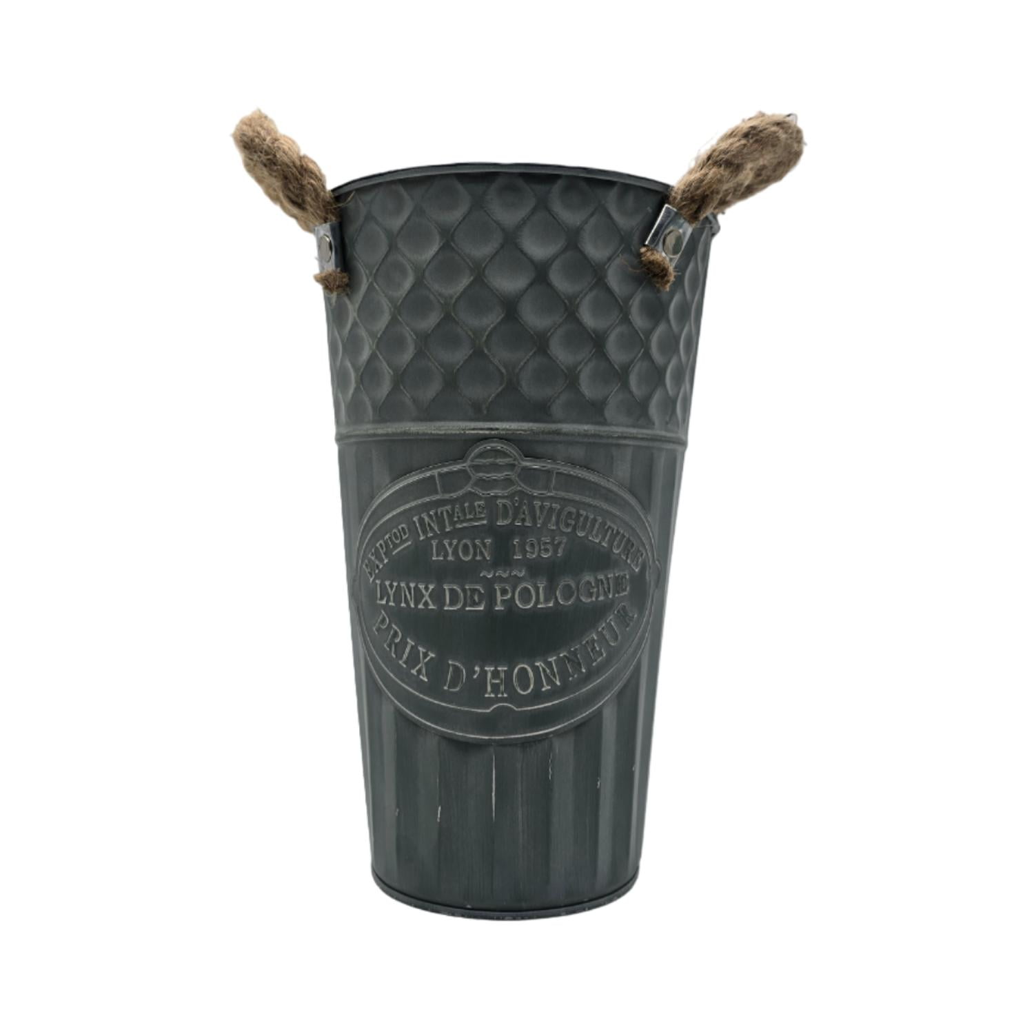 Fliperex - Macetero Balde Metalico Decorativo Vintage Desgastado Verd S Verde