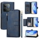 thumbnail image 4 of Funda tipo cartera para Realme GT 6T 5G con bolsillo con cremallera, tarjetero, soporte, correa para la muñeca y tapa de cuero azul, 4 of 5