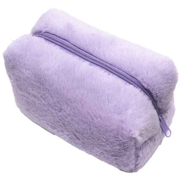 Estuche de lápices de felpa nuevo de color sólido para niñas, bolso de mano, neceser portátil de color caramelo