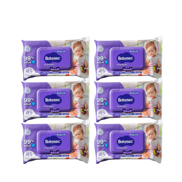 6 Paquetes Toallitas Humedas Babysec Hipoalergenicas Aloe Vera 270 Unidades