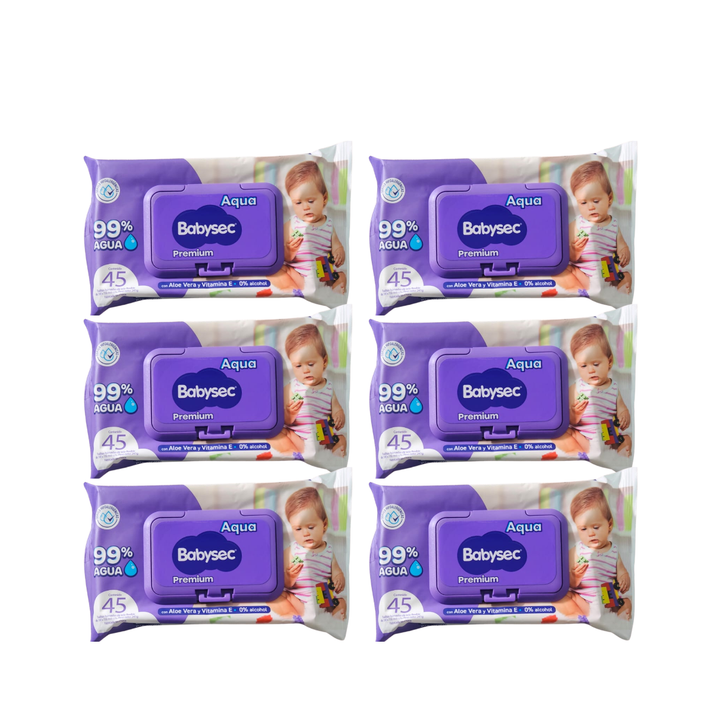 6 Paquetes Toallitas Humedas Babysec Hipoalergenicas Aloe Vera 270 Unidades