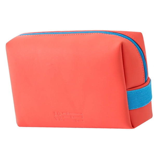 Estuche Organizador Para Mujer Bolsa De Almacenamiento Portátil De Cuero PU Bolsa De Lavado Naranja