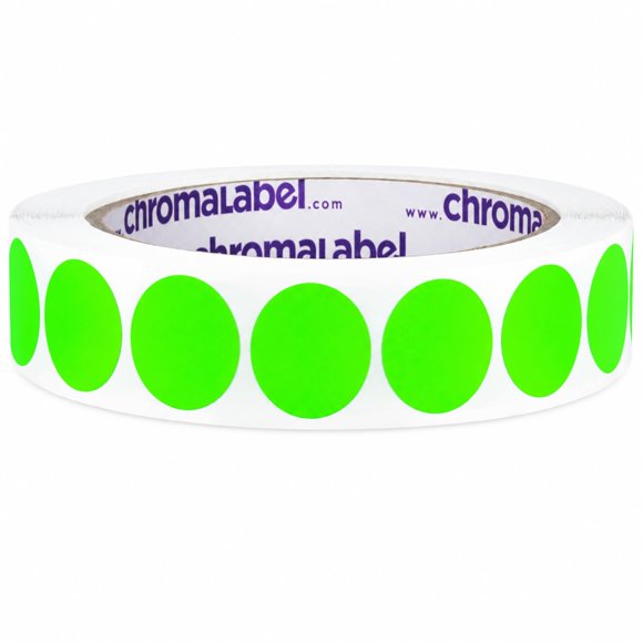 Etiquetas Puntuales ChromaLabel 1,9 cm Verde Fluorescente 1000/rollo
