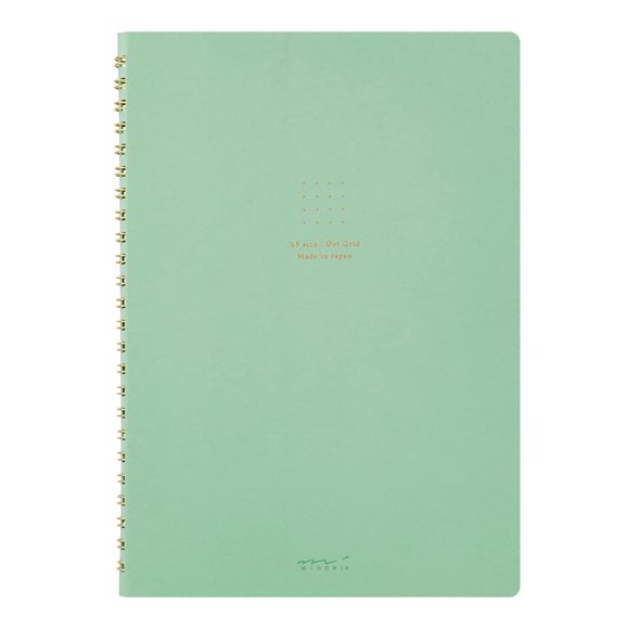 Cuaderno Midori A5 de cuadrícula de puntos verde