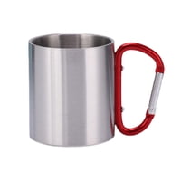 Magideal - Taza De Senderismo Taza De Camping Con Mango De Gancho, Vajilla De Acero Inoxidable Taza De Viaje Para Mochilero Taza De Bebida Taza De Agua Del Té De Mango Rojo