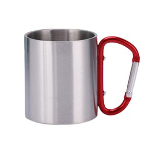 Magideal - Taza De Senderismo Taza De Camping Con Mango De Gancho, Vajilla De Acero Inoxidable Taza De Viaje Para Mochilero Taza De Bebida Taza De Agua Del Té De Mango Rojo
