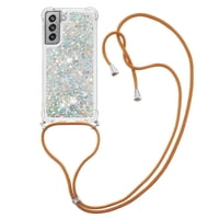 Funda Foxdock Para Samsung Galaxy S21 Fe Con Cuerda Ajustable, Brillo Líquido, Protección Antigolpes Y Lente – Ideal Para Regalo