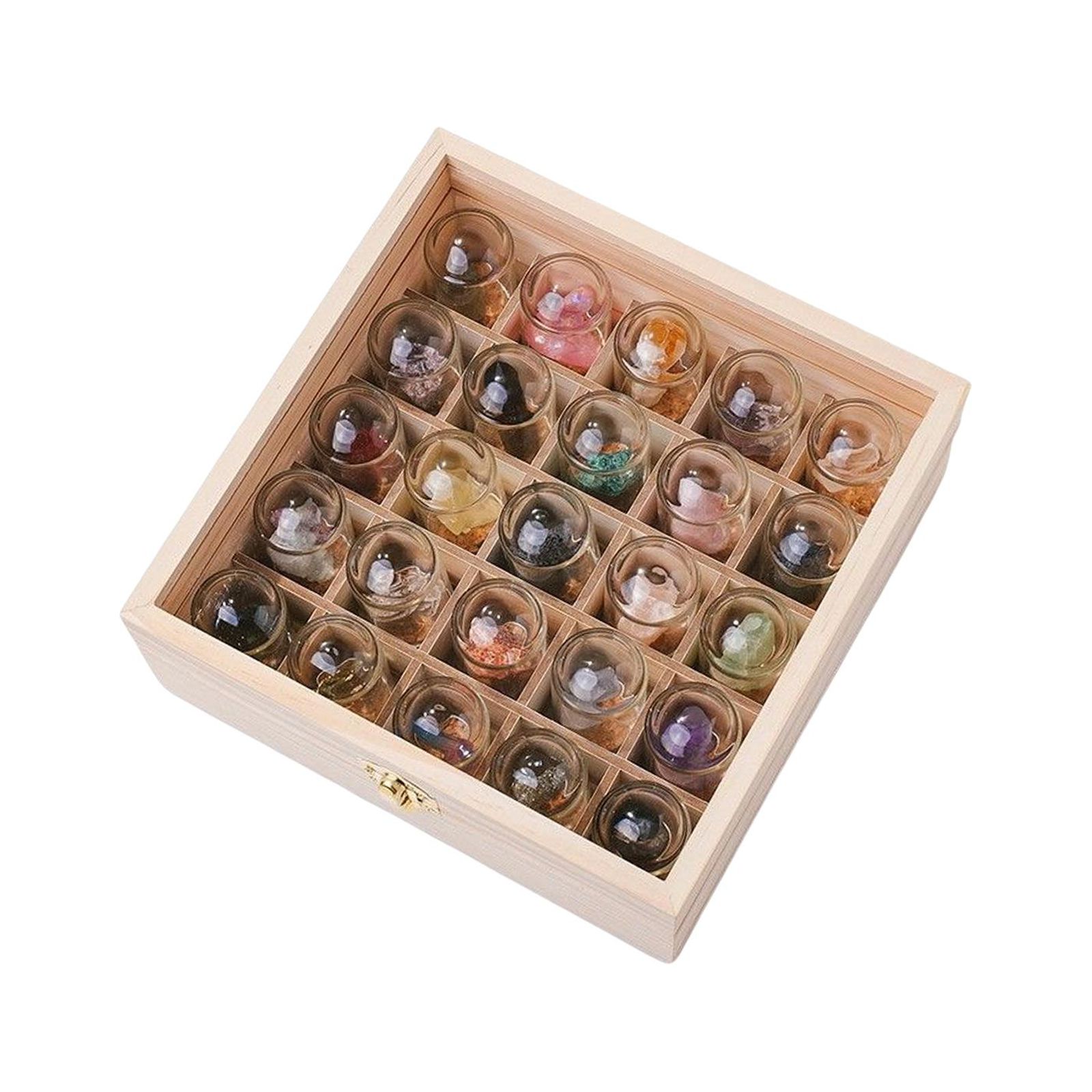 Magideal - Colección De Rocas Y Minerales Novedosa, Juguete Educativo De Aprendizaje, Adorno, Caja De Lujo 25 Piezas Transparentes.