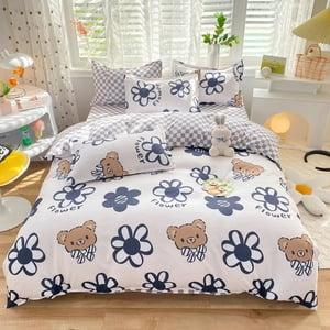 Milsleep - Azul A Cuadros Oso Naranja Dog Bedding Sets