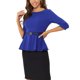 thumbnail image 4 of INSPIRE CHIC Blusas Peplum para Mujeres Regreso a Clases Atuendo de Maestra Manga 3/4 Blusa Elegante de Trabajo con Cinturón S Azul, 4 of 6