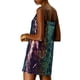 thumbnail image 2 of INSPIRE CHIC Vestido de Mujer Brillante de Lentejuelas con Escote en V y Tirantes Ajustables Vestido de Fiesta Mini Sirena XS, 2 of 7