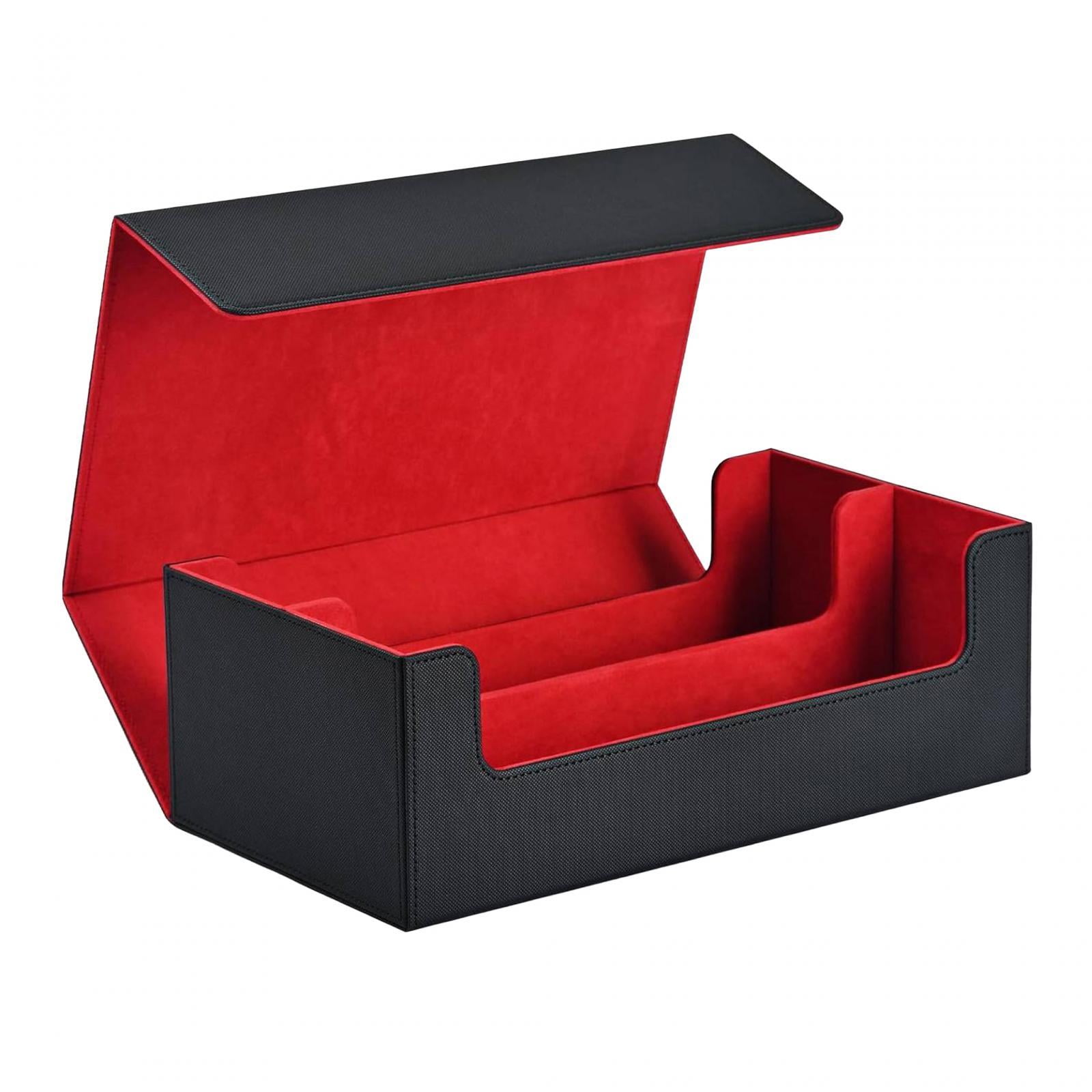 Bothyi - 1200+caja De Baraja De Cartas Coleccionables Caja De Almacenamiento De Baraja De Cartas Resistente Para Cartas De Baloncesto Negro Y Rojo