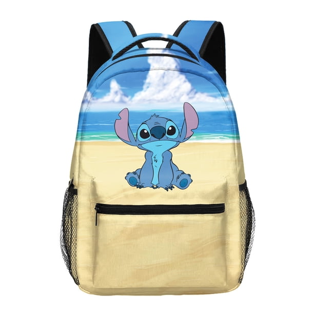 MINISO Disneys Stitch Kawaii Backpack Anime Cartoon Style Adorable College Bag with Fun Zipper Detail Perfect Womens Daily Use