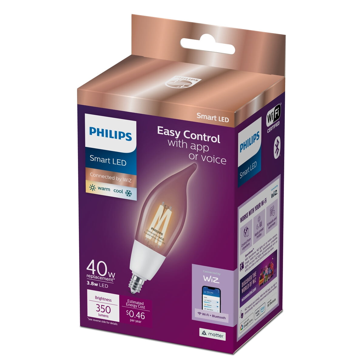 Ampolleta Led Philips Smart Wifi Ba11 40w E12 Regulable