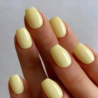 Press On Nails Joyvvew, Cuadrado Corto, Amarillo Pastel, 30 Unidades