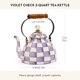 thumbnail image 4 of Tetera de té MacKenzie‑Childs Violet Check de 3 L, 4 of 6
