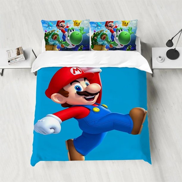 x940 Bed SheetsM-Mario Bed Duvets Duvet Cover Cotton Linen Cotton Christmas Decoration Boots Twilight Pillow Toys Allergy Care Quilt Set 3-Piece Bedding Set (1 Duvet Cover + 2 Pillow Shams) nj940