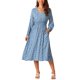 thumbnail image 1 of INSPIRE CHIC Vestidos de Otoño para Mujer de Manga Larga con Cuello en V Floral Bohemio Flowy Midi Vestido L Azul, 1 of 5