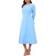 thumbnail image 4 of INSPIRE CHIC Vestidos de Iglesia para Mujeres Formales con Mangas Acampanadas Cuello Redondo Largo a la Rodilla Vestido Línea A con Bolsillos M Azul Cielo, 4 of 6