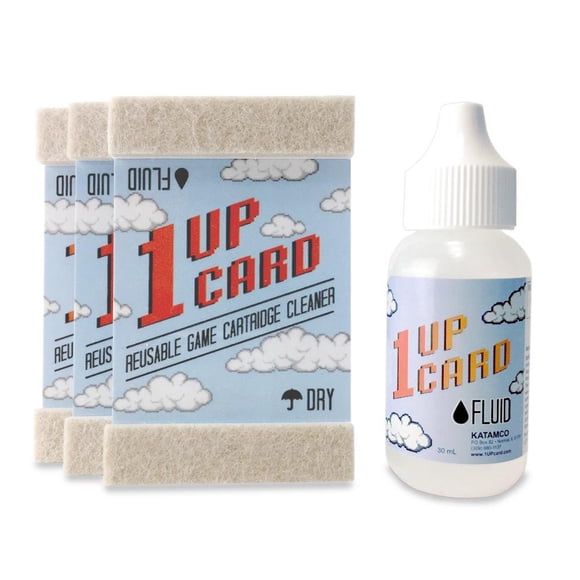 Kit de limpieza de cartuchos para videojuegos 1UpCard, paquete de 3 con líquido