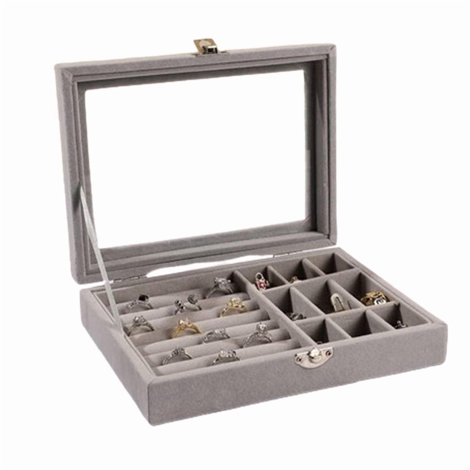 Impormapu - Caja Presentación Para Exhibir Anillos Y Joyas Elegante Terciopelo Y Cristal