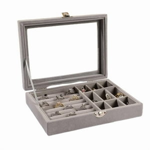 Impormapu - Caja Presentación Para Exhibir Anillos Y Joyas Elegante Terciopelo Y Cristal