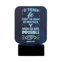 Lampara Ilusion 3D Frase: Si Tienen Fe... De 7 Colores, Base Touch