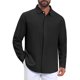 thumbnail image 1 of INSPIRE CHIC Regreso a Clases Camisa de Vestir de Lino Sólido de Manga Larga para Hombre M Negro, 1 of 6