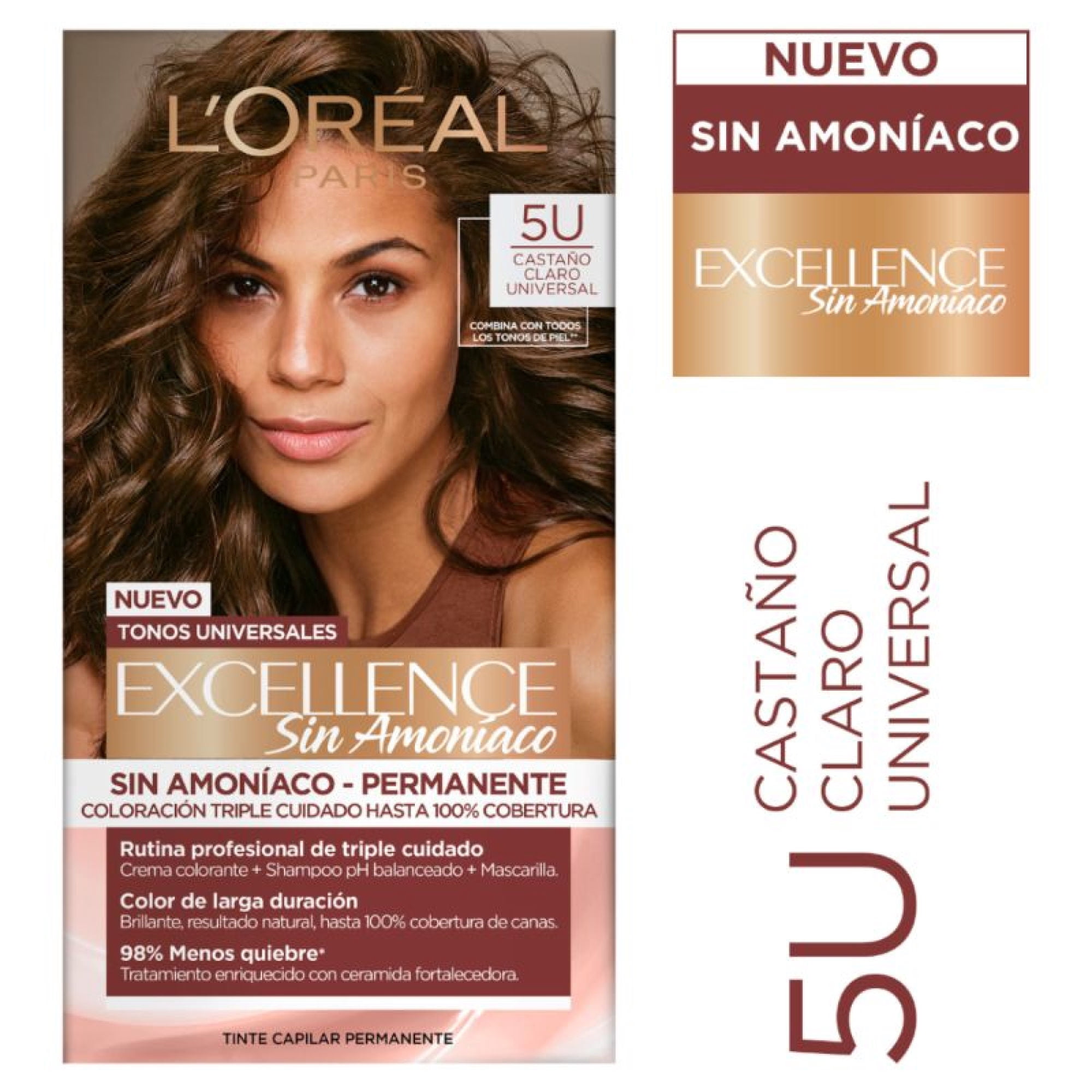 tinte Capilar Excellence Sin Amoniaco 5u Castaño Claro Universal
