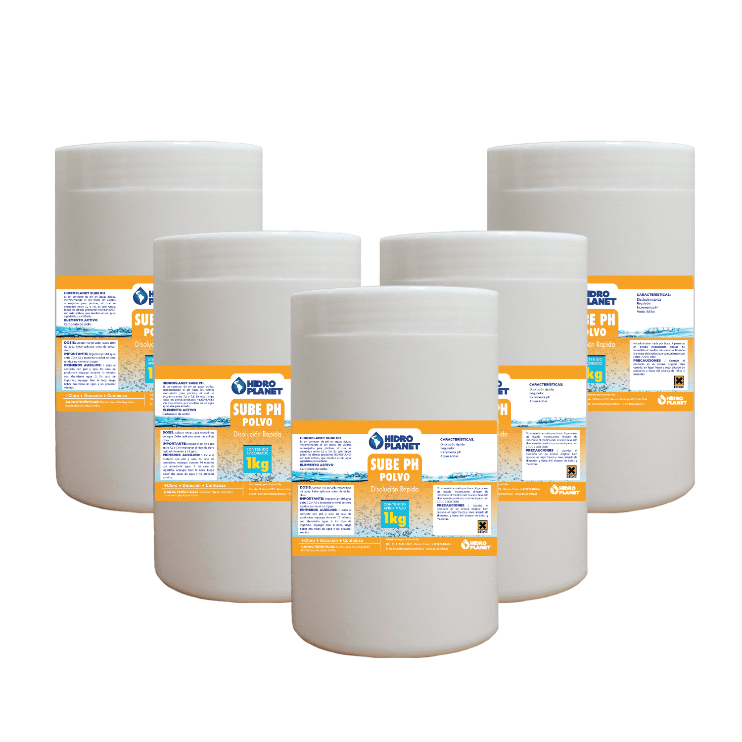 Genérica - Pack 5 Unidades Sube Ph Para Piscina, Pote 1kg