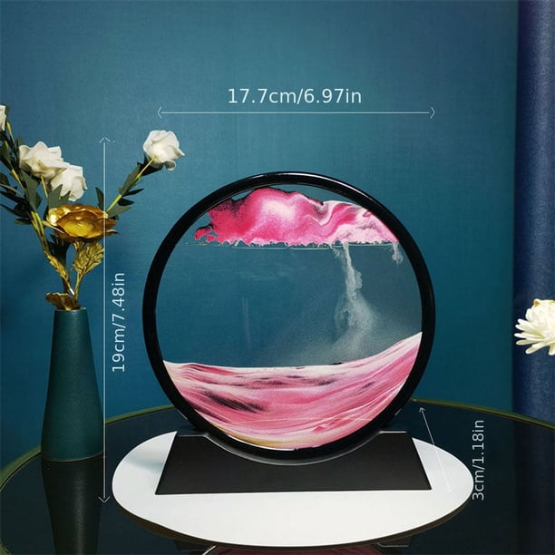 1pc Moving Sand Art Picture Round/Rectangular Glass 3D Deep Sea Sandscape In Motion Display Flowing Sand Frame Relaxing Desktop Home Office Work Decor