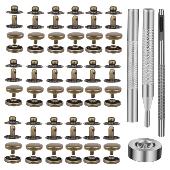 Kit de 50 juegos de broches de presión TLKKUE de 10 mm color bronce
