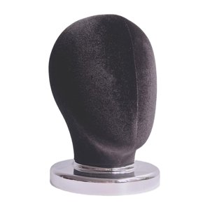 Ioensy - Cabeza De Bloque De Lona (Altura 25 Cm) Cabeza De Exhibición De Peluca Estable Para Sombreros Peluca Sombrero Terciopelo Negro