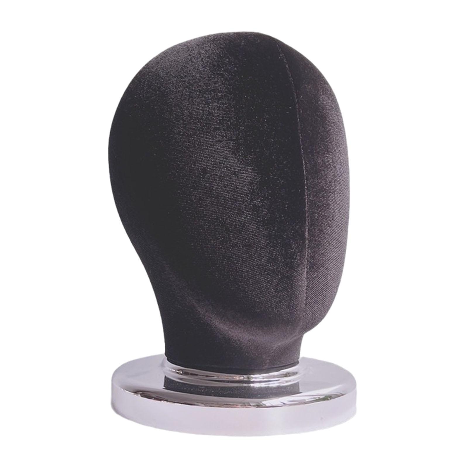 Ioensy - Cabeza De Bloque De Lona (Altura 25 Cm) Cabeza De Exhibición De Peluca Estable Para Sombreros Peluca Sombrero Terciopelo Negro