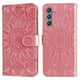 thumbnail image 1 of Funda tipo cartera FOXDOCK para Samsung Galaxy M34 5G , diseño girasol en relieve, cuero PU, cierre magnético, soporte y tarjetero, 1 of 5