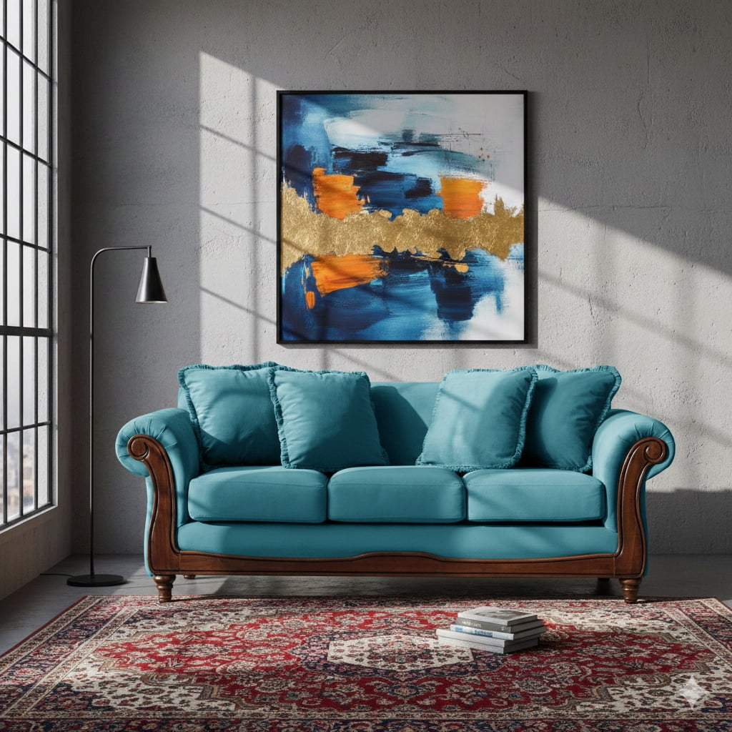 Latam Home - Sofa Rimini 3 C Tela Velvet Turquesa