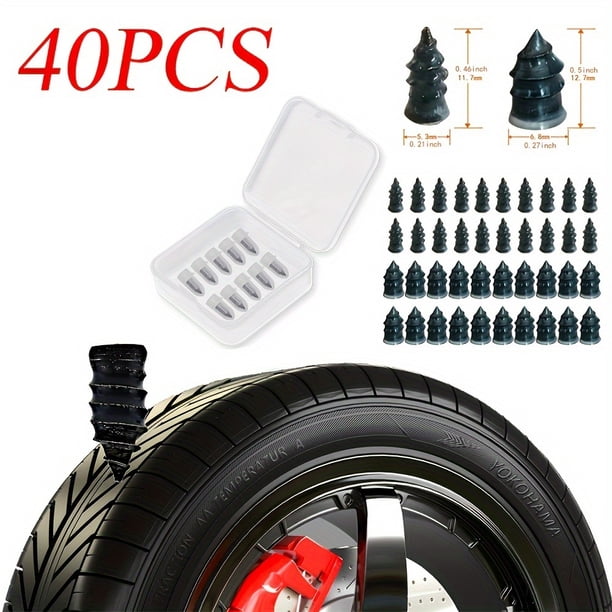 40pcs Tire Repair Rubber Nails, 20 Small Nails & 20 Large Nails, Self-Service Tire Repair Rubber Screws For Car Motorcycle Tire Puncture Repair